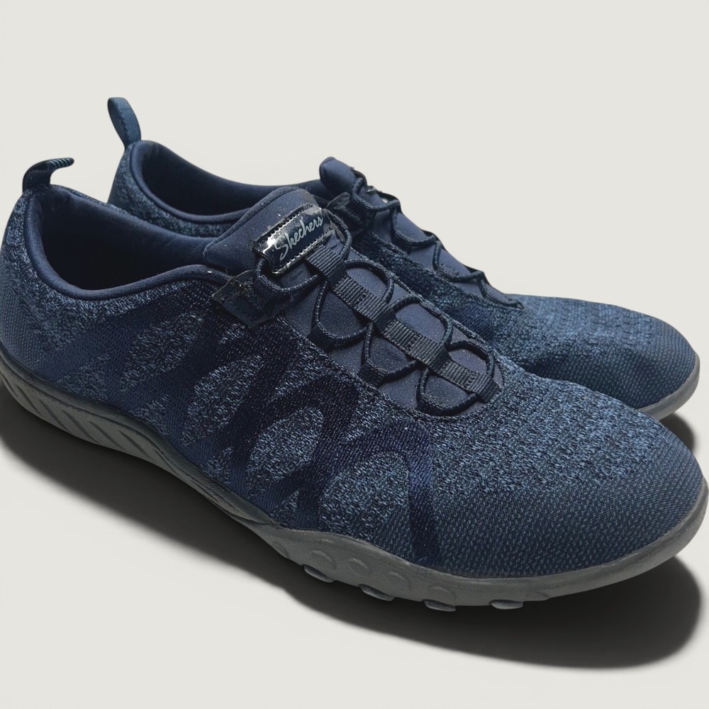 Skechers Bikers Navy Blue Womens Size 10 Slip On Bungee Y2K Sneakers
